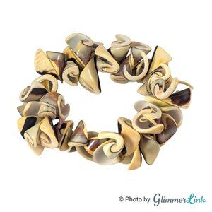 Vintage Seashell Stretch Bracelet Conch Shell Curly Spiral Natural Boho Jewelry
